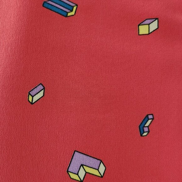 Vintage Chloe made in France tetris print midi pockets silk skirt Sz S - Picture 4 of 9